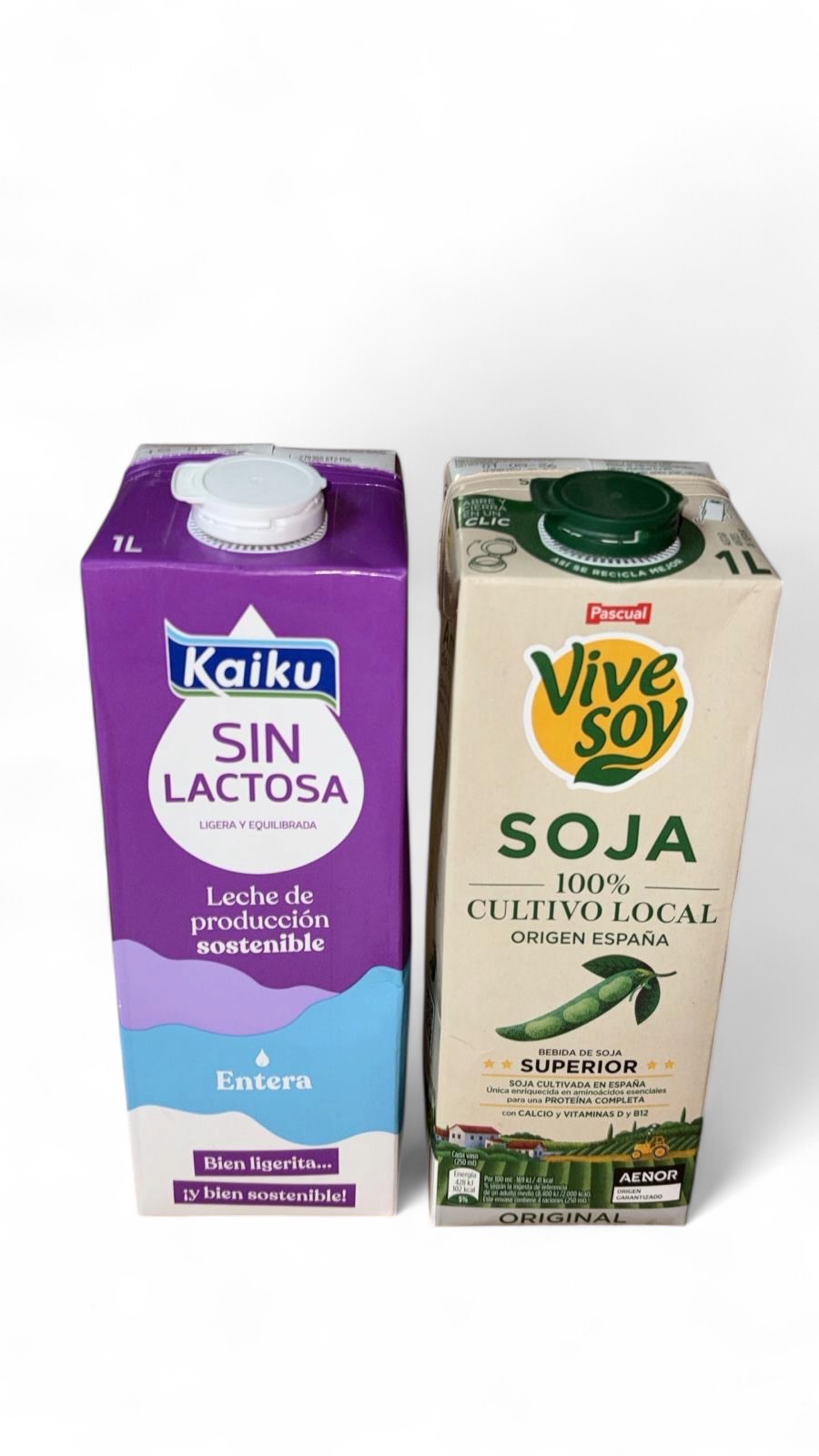 Kaiku Sin Lactosa Entera & ViveSoy bebida de soja Pascual 1L