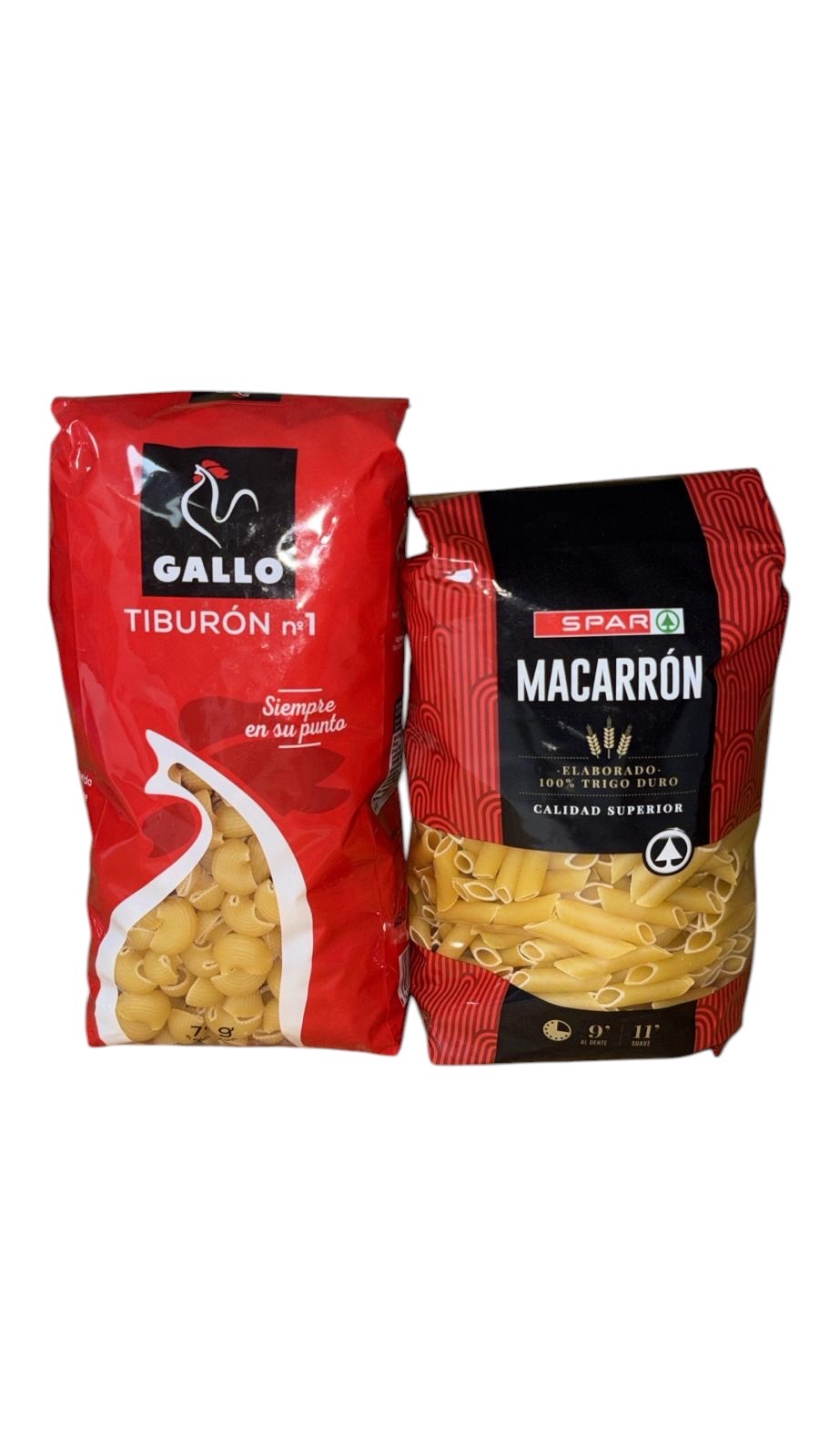 Pasta Gallo Tiburón nº1 & Macarrón SPAR 100% trigo duro