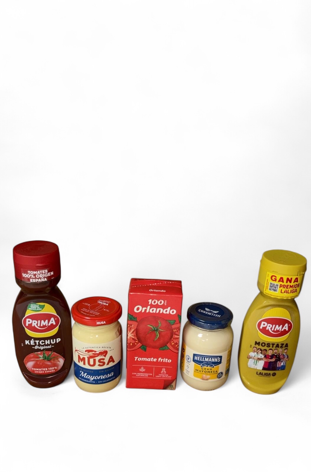 Salsas · Prima Kétchup y Mostaza, Mayonesa Musa y Hellmann's Gran Mayonesa, Tomate frito Orlando