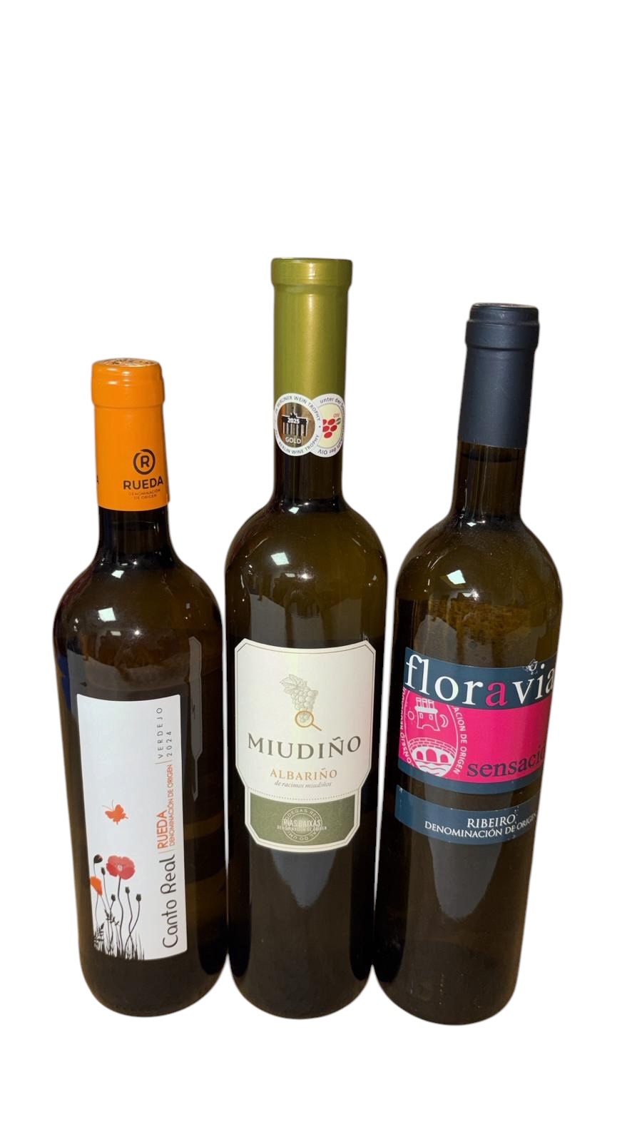 Albariño Miudiño, Canto Real Verdejo y Floravia Ribeiro